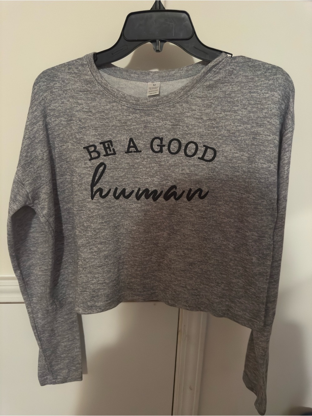 Be A Good Human Grey Cropped Sweatshirt